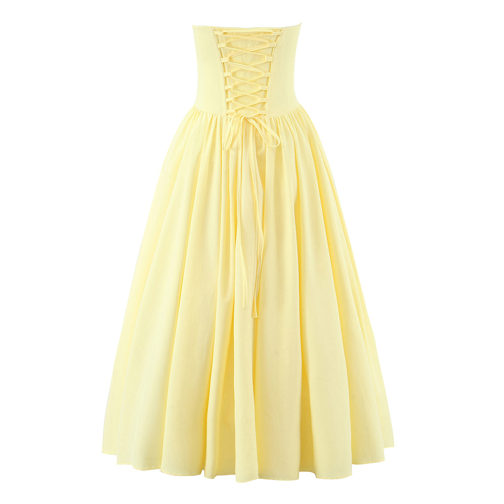 Robe Ruo élégante pour femme, bustier à lacets et baleines, style corset.