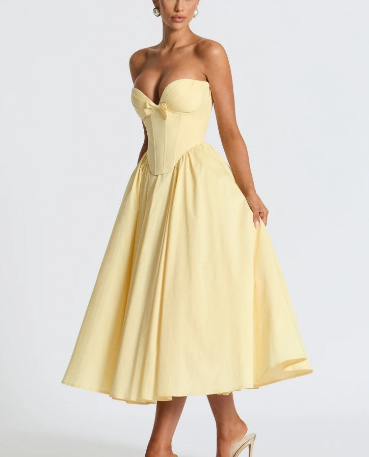Robe Ruo élégante pour femme, bustier à lacets et baleines, style corset.