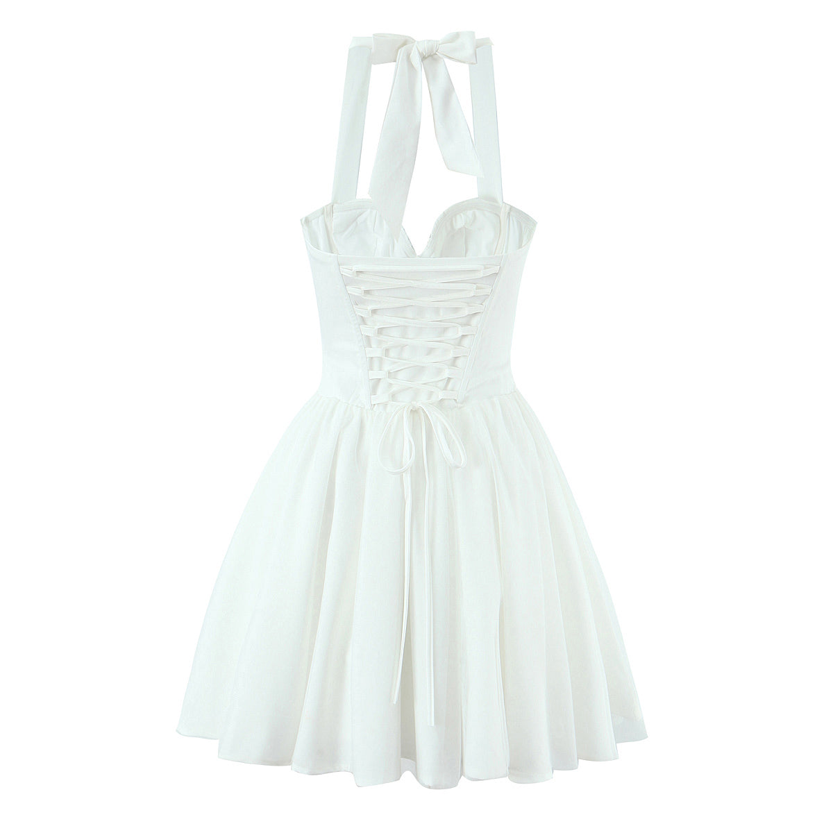 Ropa de mujer Corsé con varillas Soporte de acero Halter Vestido camisola de malla
