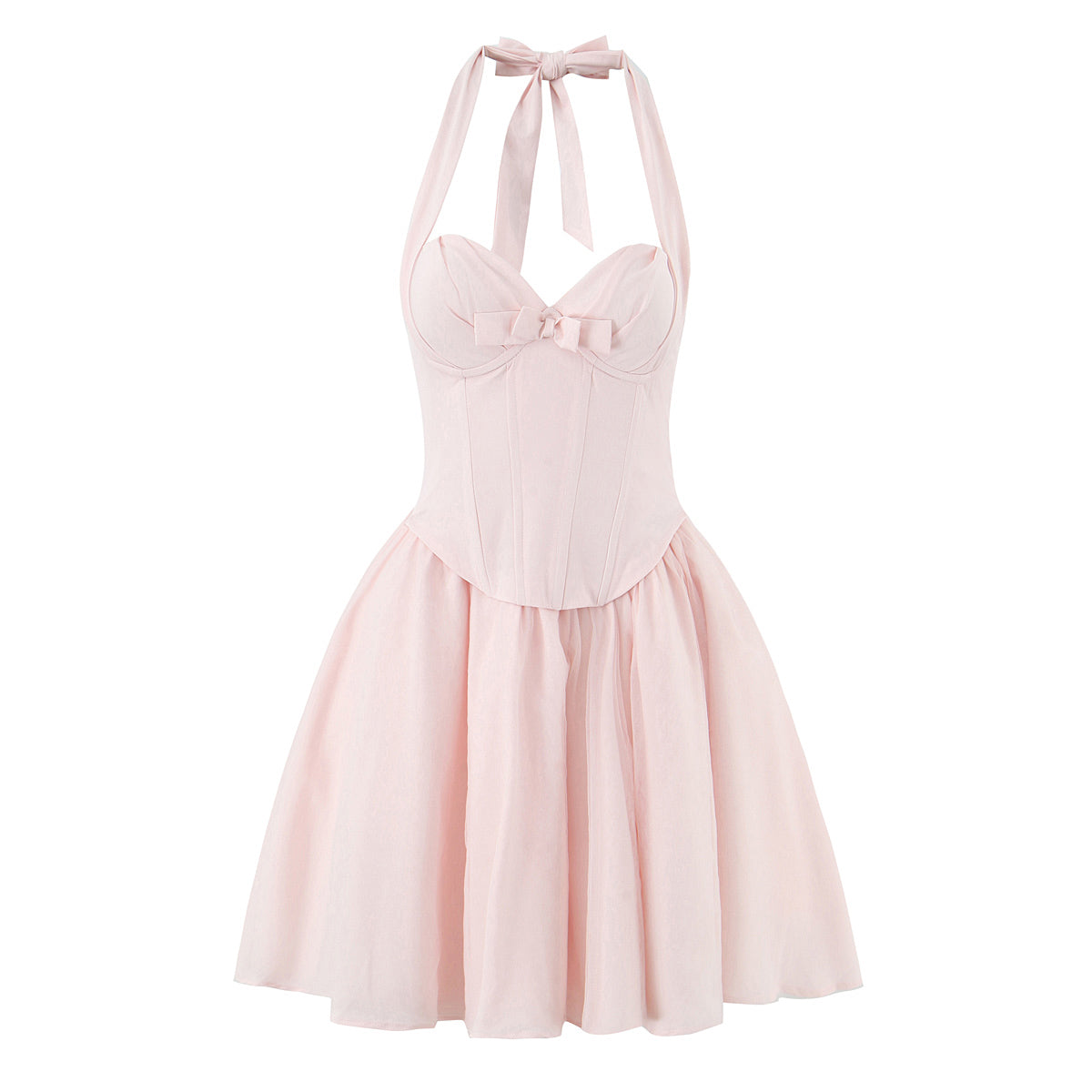 Ropa de mujer Corsé con varillas Soporte de acero Halter Vestido camisola de malla
