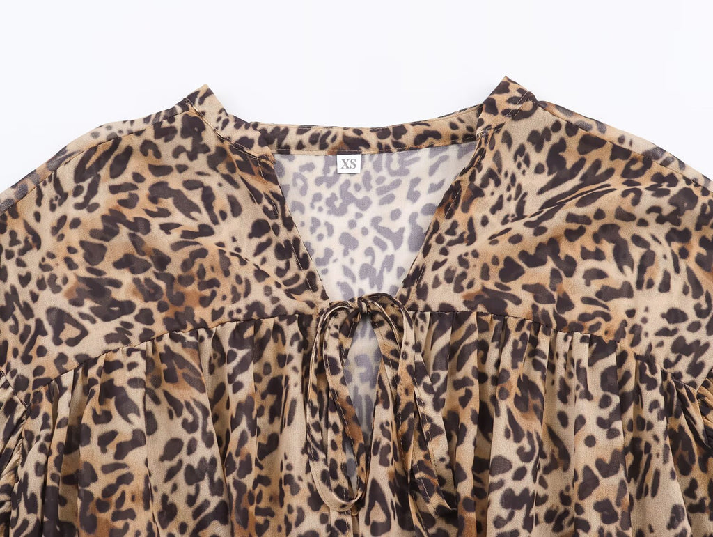 Women Clothing Animal Print Laminated Decoration Dress