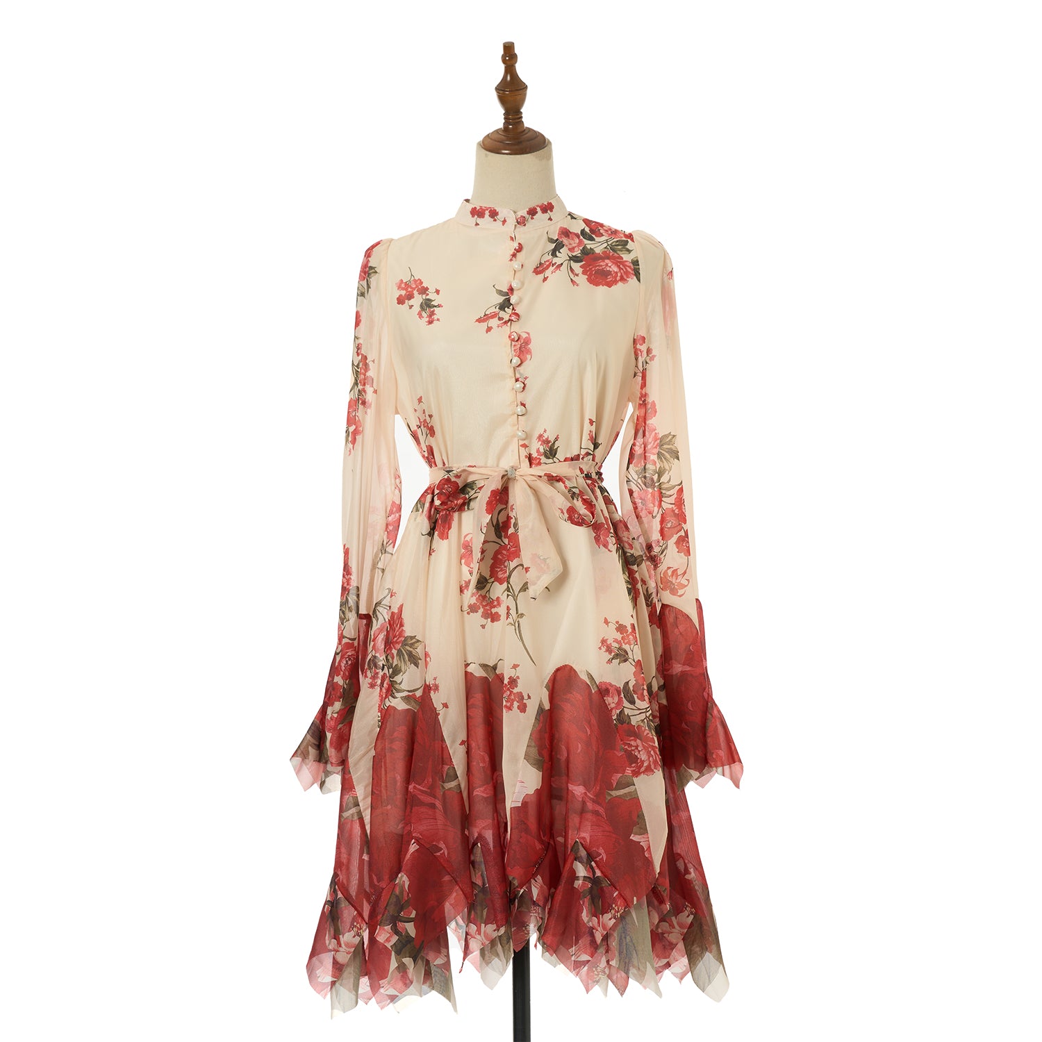 Vestido corto estampado para mujer con botones en la parte delantera