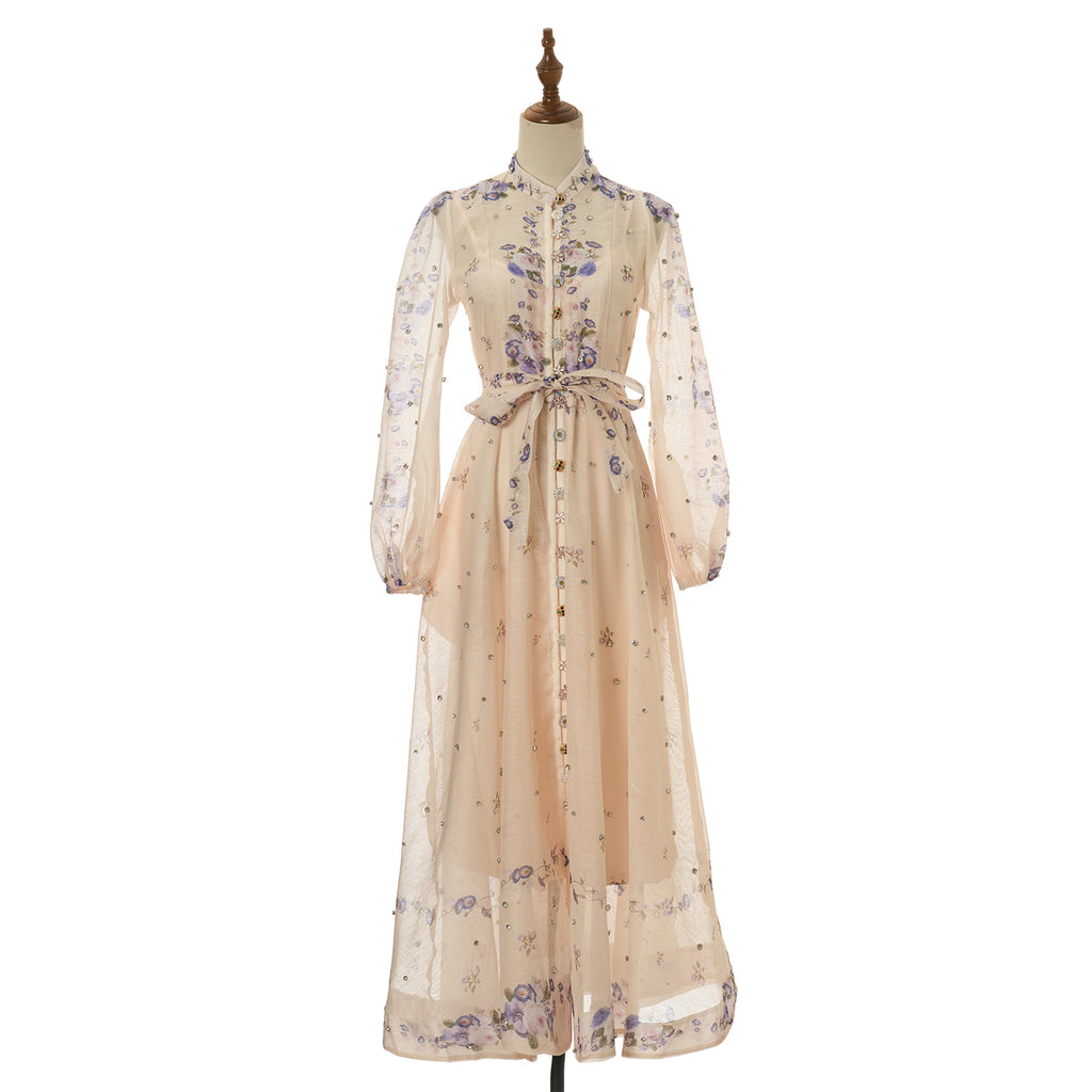 Conjunto de dos piezas de vestido largo con estampado de diamantes para mujer