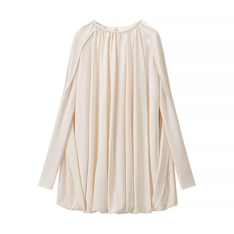 Vestido holgado plisado con capa sencilla y elegante de invierno para mujer