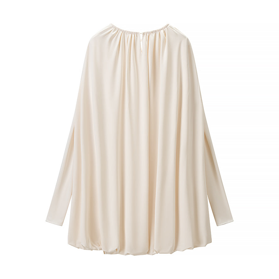 Vestido holgado plisado con capa sencilla y elegante de invierno para mujer