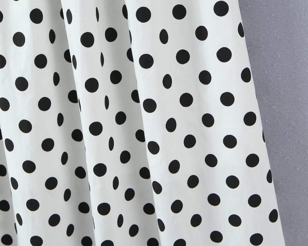 Vestido de fiesta francés retro con estampado de lunares y ribete de encaje, vestido largo ajustado con cintura recortada y cordones para vacaciones