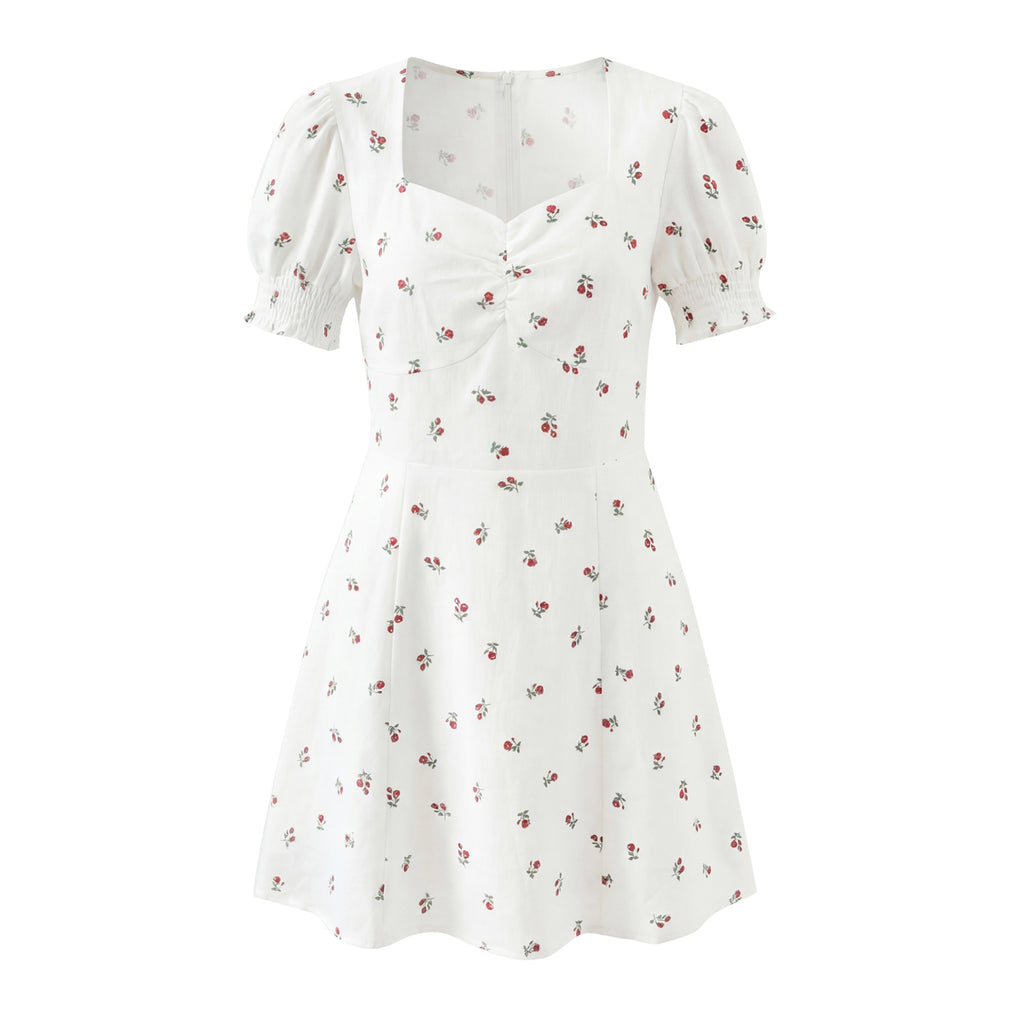 Vestido de otoño para mujer, con cintura ajustada, elegante y con mangas abullonadas.