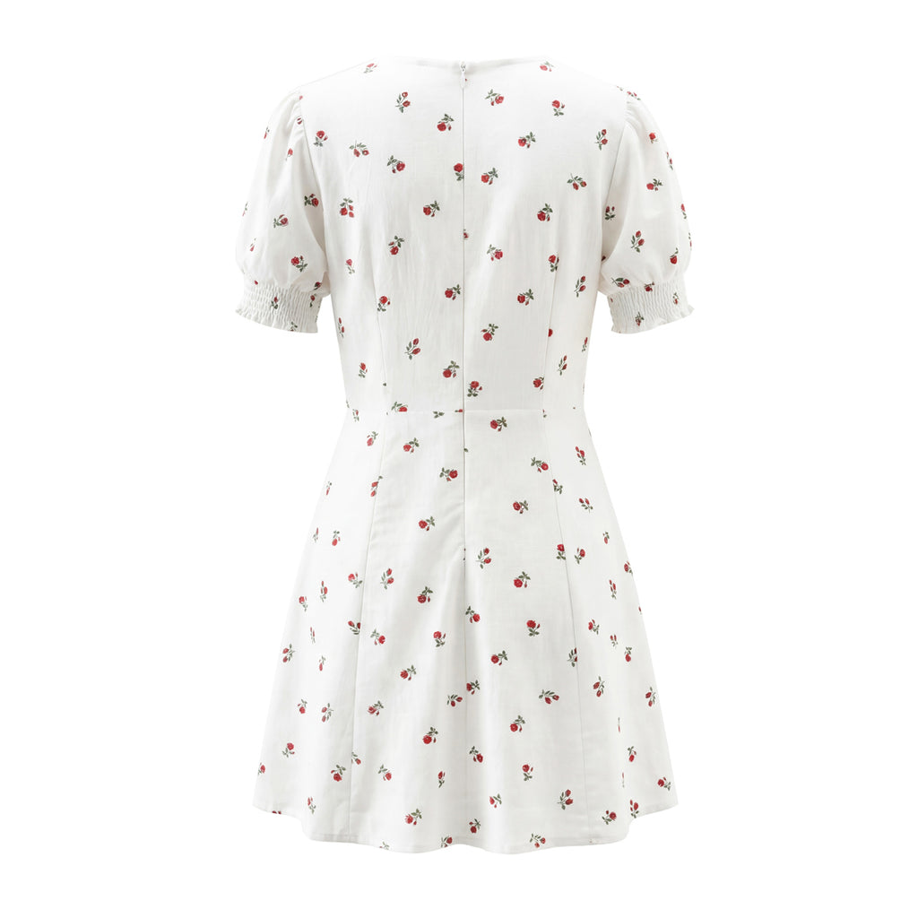 Vestido de otoño para mujer, con cintura ajustada, elegante y con mangas abullonadas.