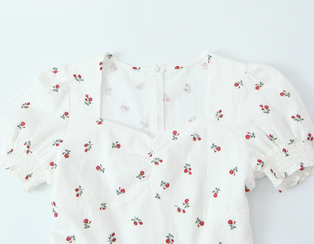 Autumn Women Clothing Waist Controlled Fashionable Sweet Puff Sleeve Dress Women