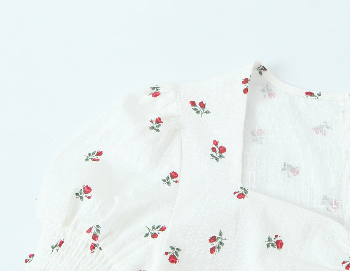 Autumn Women Clothing Waist Controlled Fashionable Sweet Puff Sleeve Dress Women