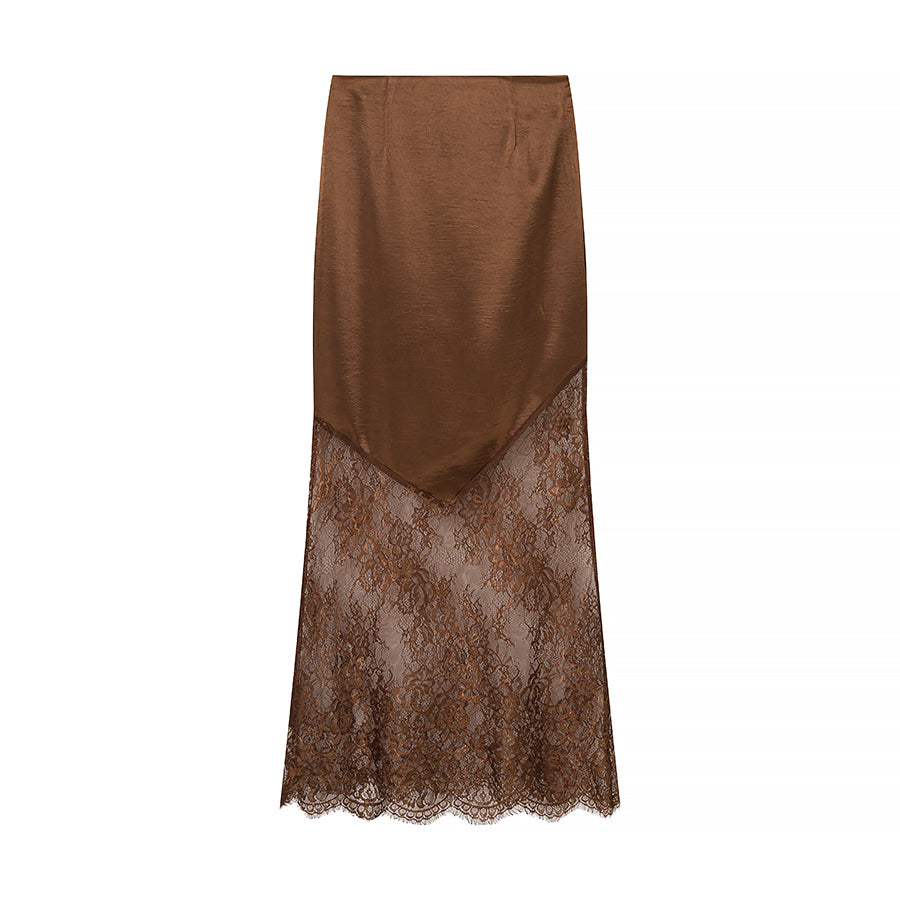 Vestido midi sexy con costuras de encaje para mujer