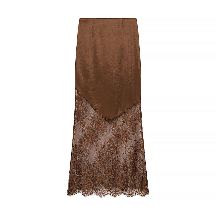 Vestido midi sexy con costuras de encaje para mujer
