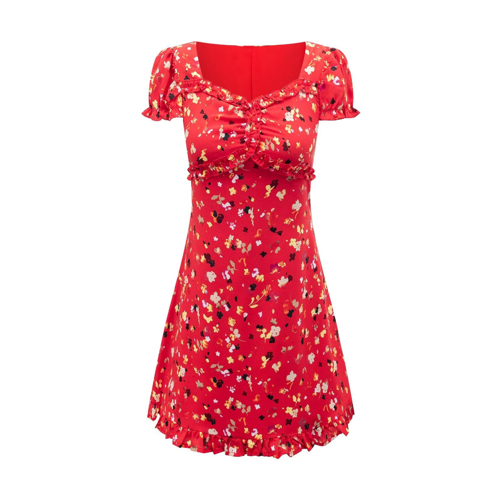 Flowers on red background