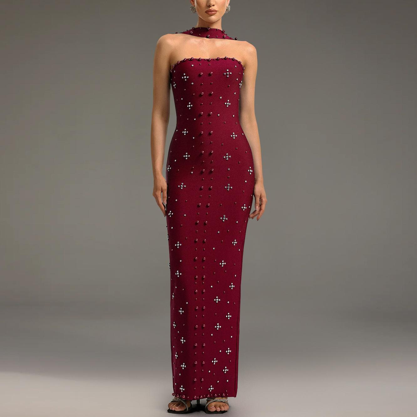 Robe fourreau élégante à strass pour femme