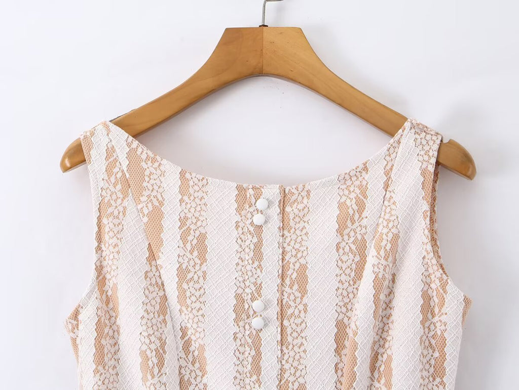 Robe d'hiver Pure Wind sans manches à col rond, dos nu sexy, empiècements en dentelle et taille affinée
