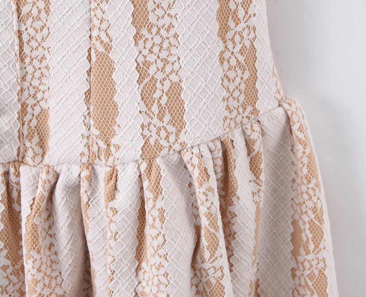 Robe d'hiver Pure Wind sans manches à col rond, dos nu sexy, empiècements en dentelle et taille affinée