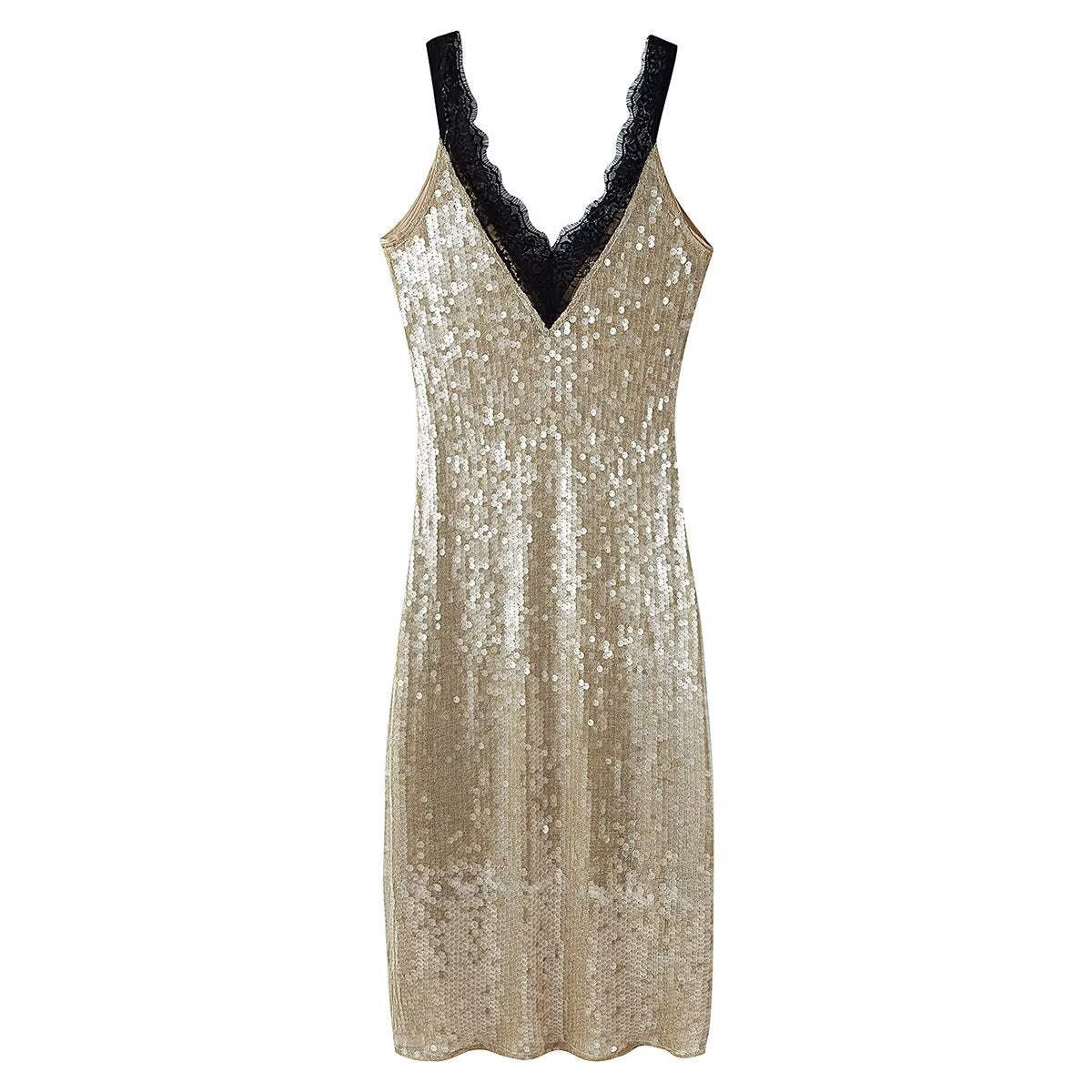 Vestido de encaje con decoración de cuentas para mujer
