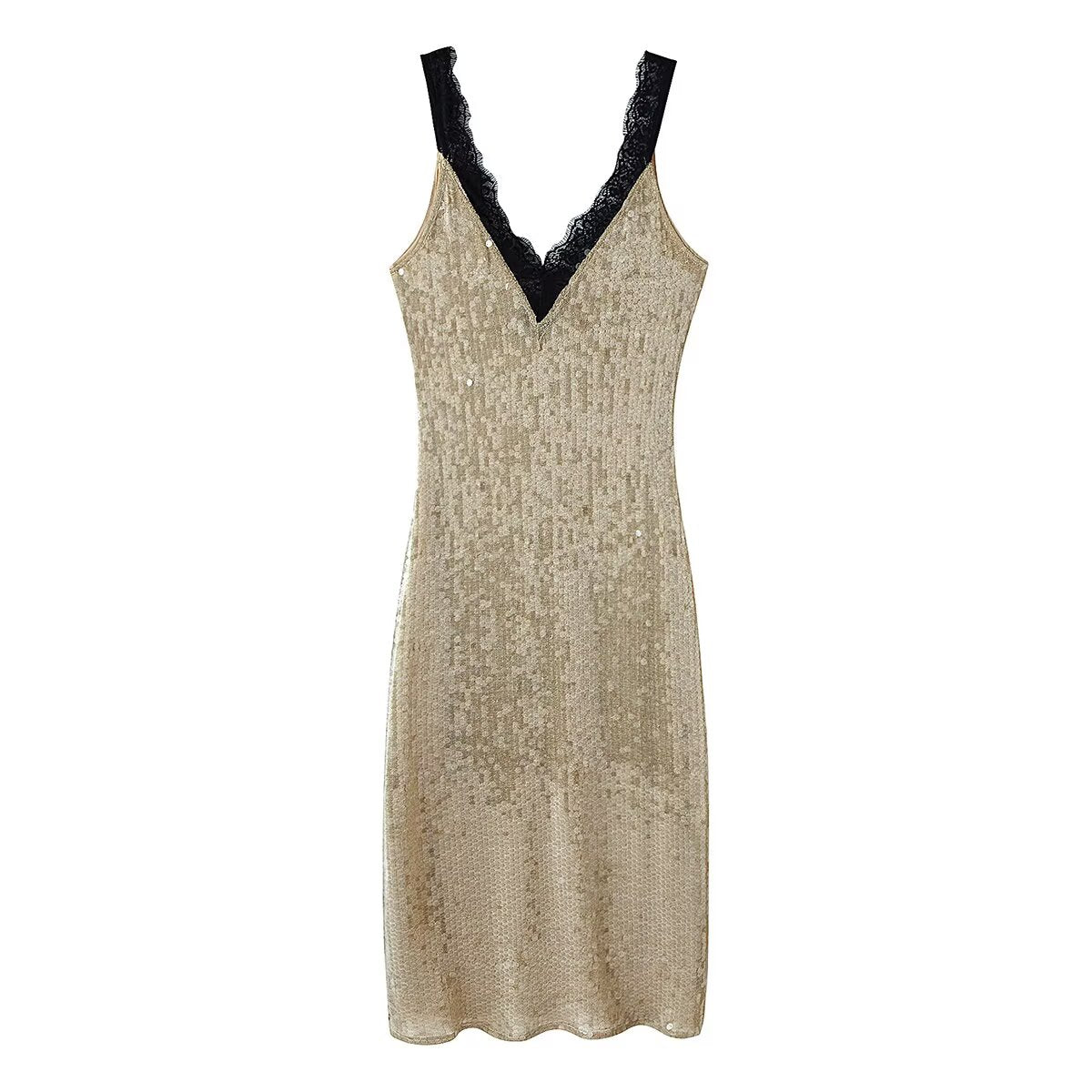 Vestido de encaje con decoración de cuentas para mujer