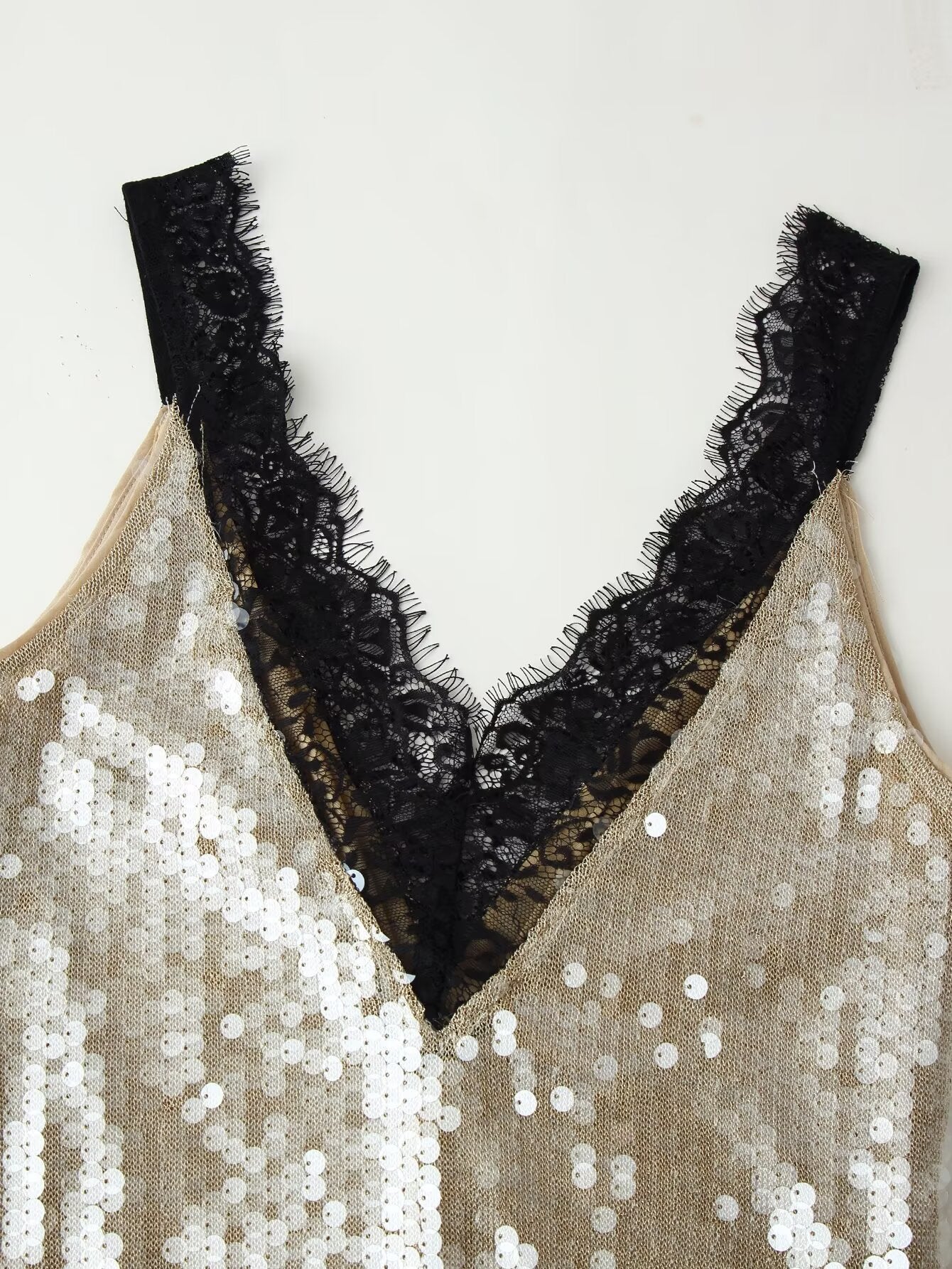 Vestido de encaje con decoración de cuentas para mujer