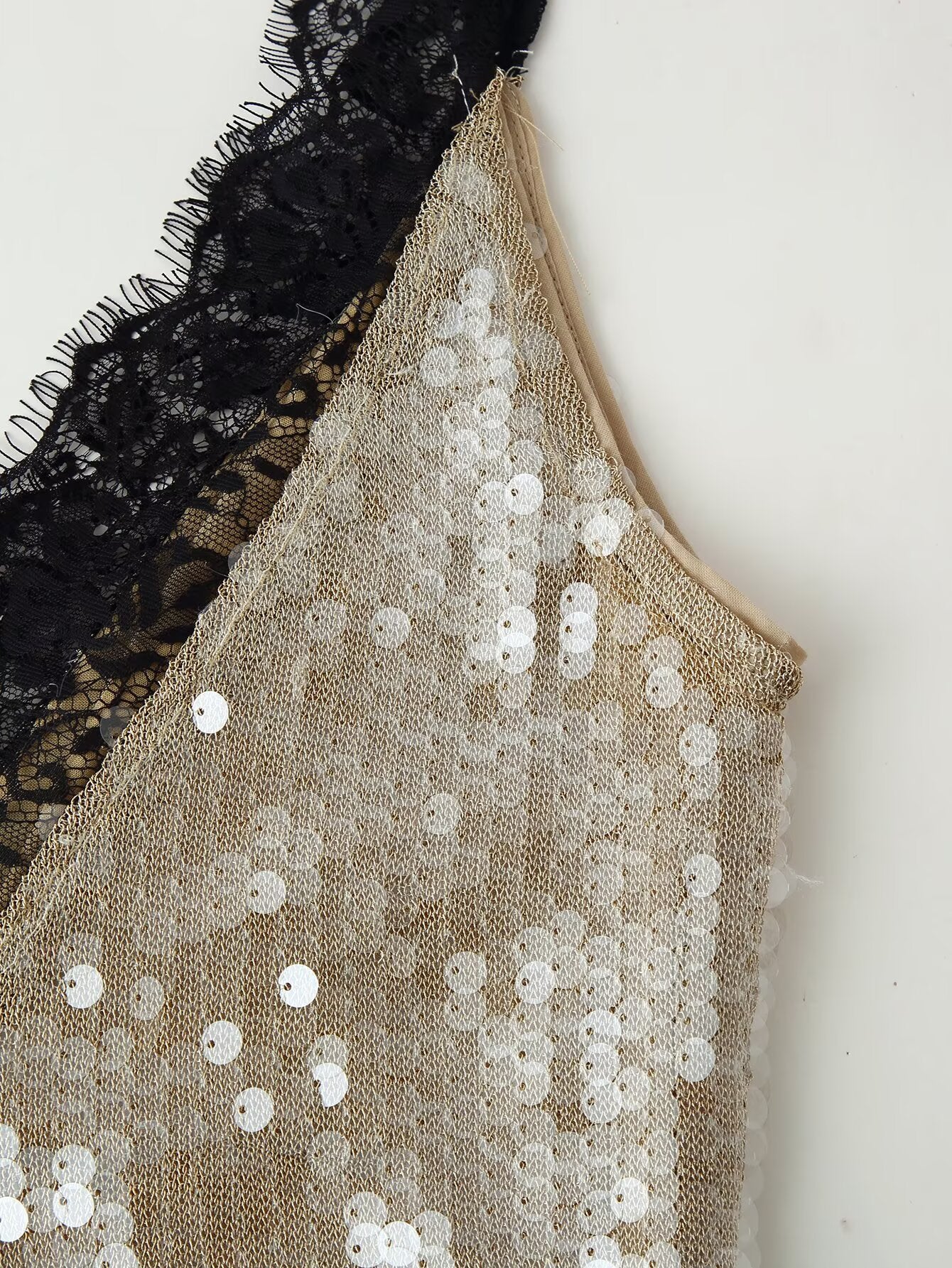 Vestido de encaje con decoración de cuentas para mujer