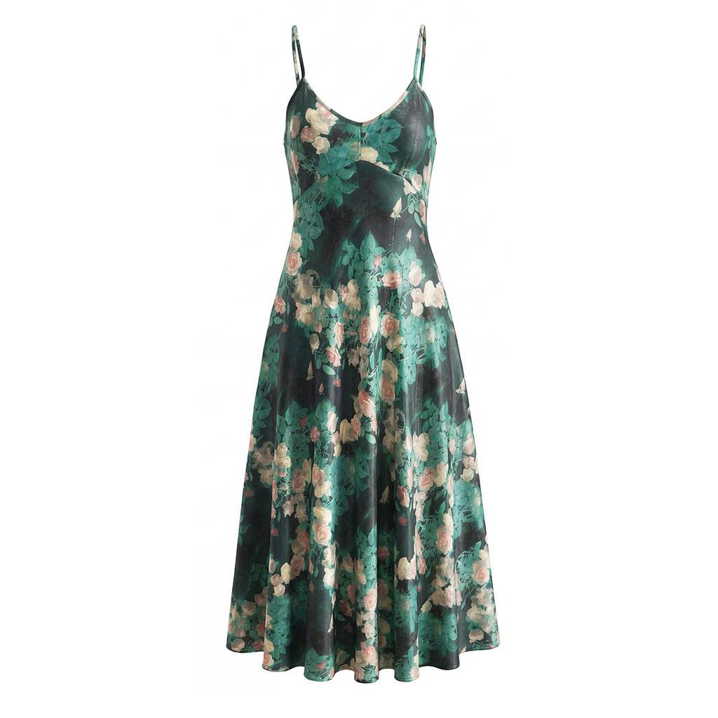 Blackish Green Rose Printed