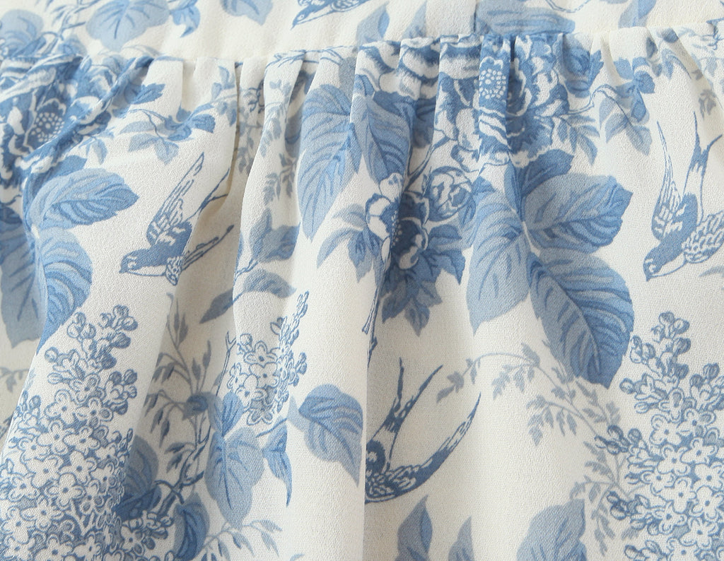 Floral Swallow Print Slim Fit Slimming Large Cami Dress for Women Spring