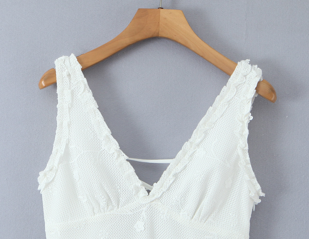 Robe gilet brodée en maille pour femme