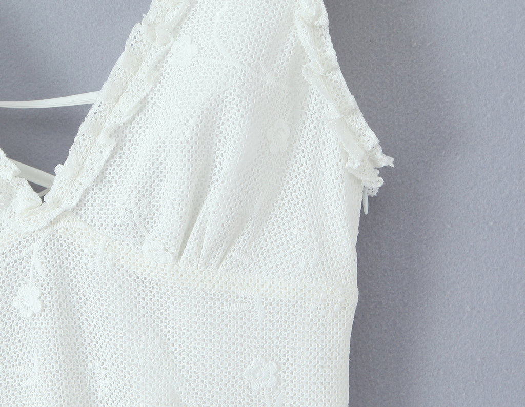 Robe gilet brodée en maille pour femme