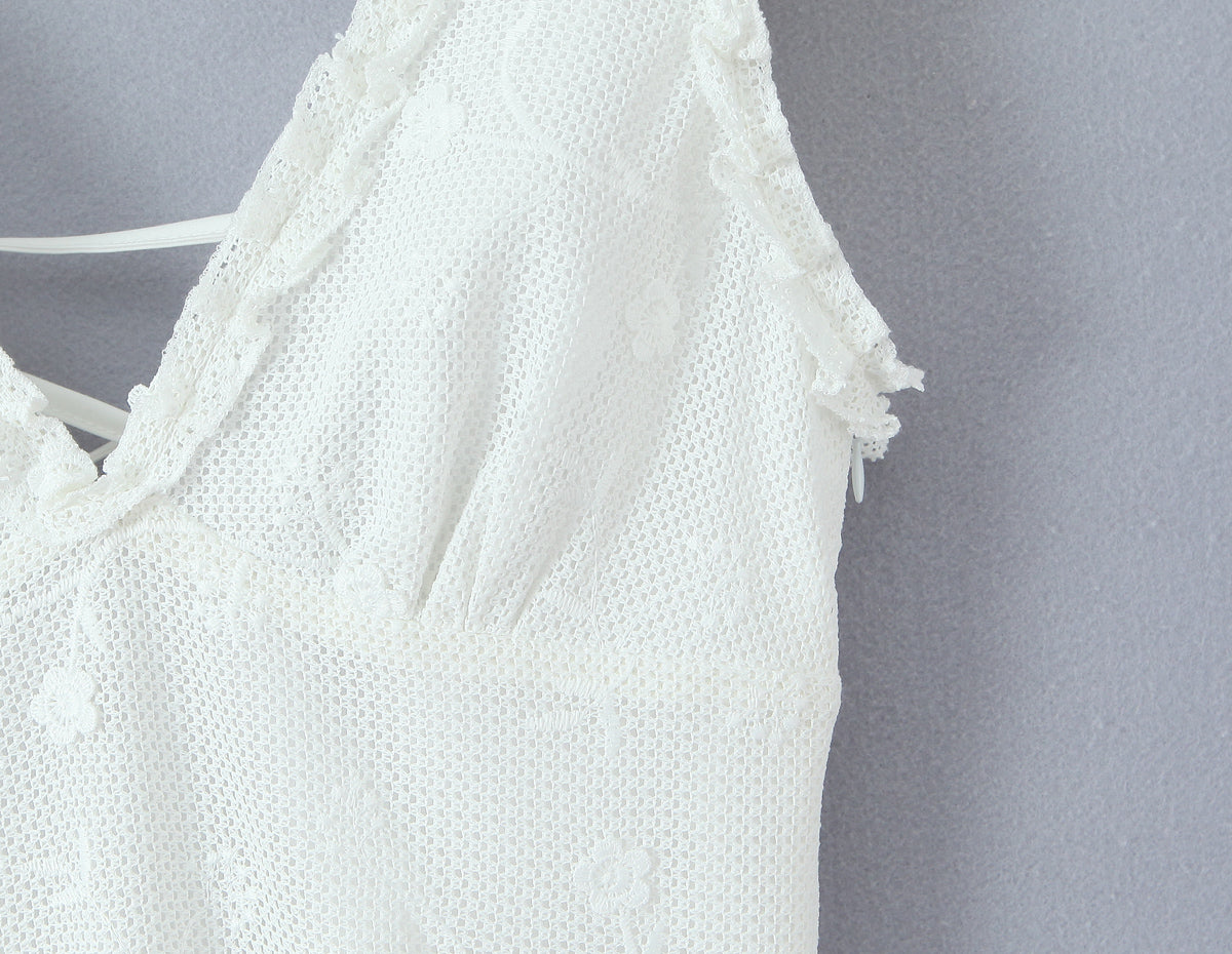 Robe gilet brodée en maille pour femme