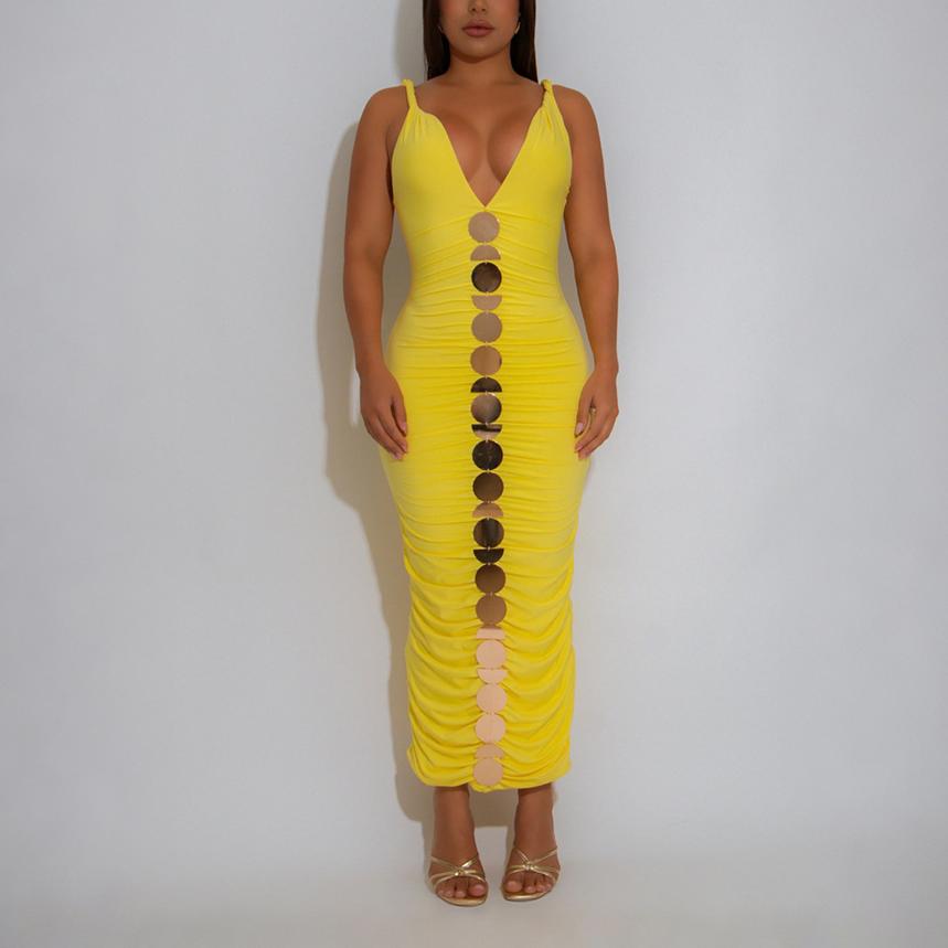 Robe fourreau sans manches pour femme, robe maxi sexy et tendance sans manches