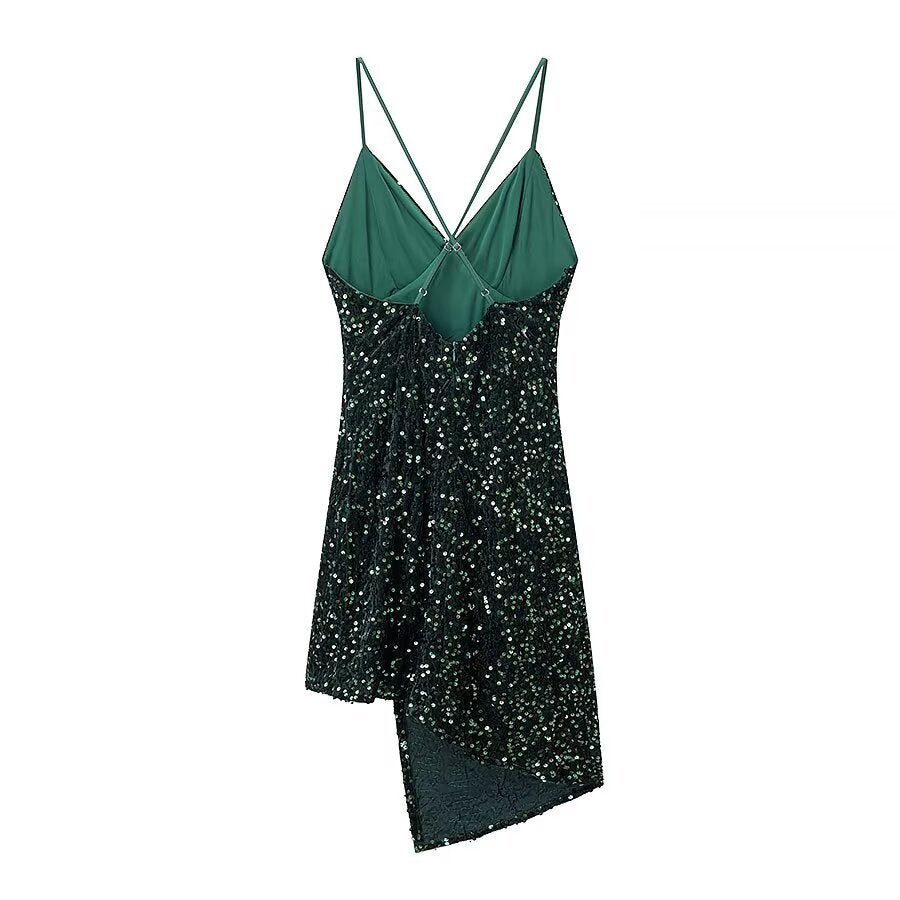 Vestido de primavera para mujer con tirantes finos y corte tridimensional sin espalda