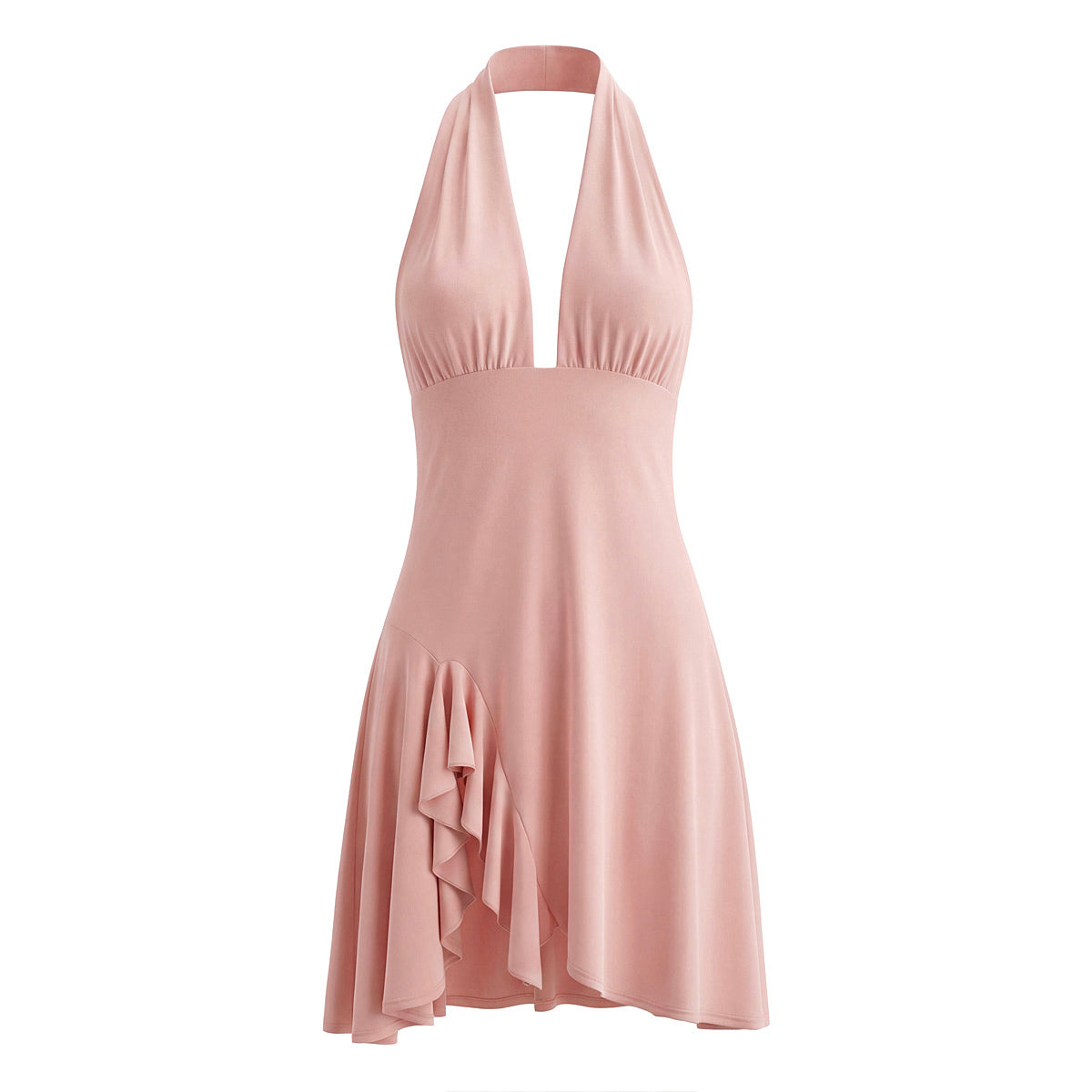 Robe d'été pour femme, ourlet asymétrique irrégulier, dos nu et col pendant