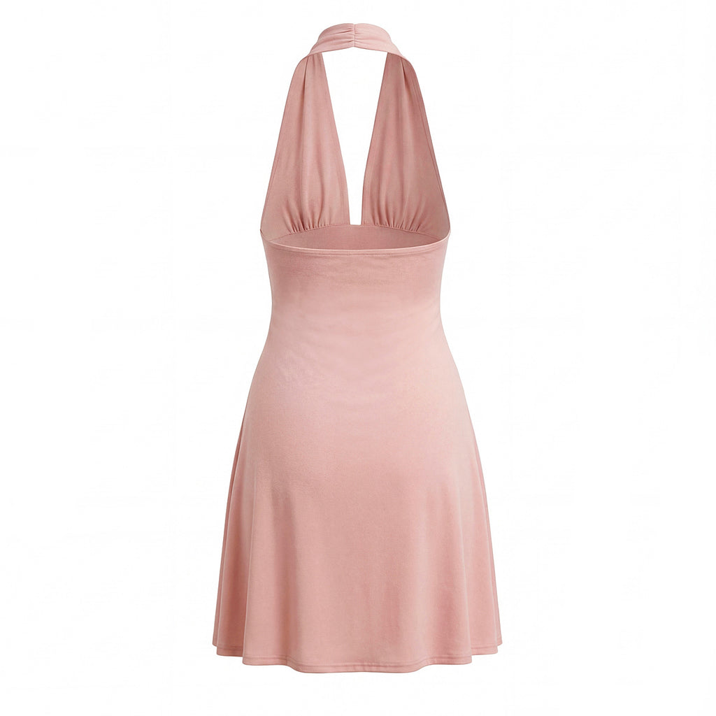 Robe d'été pour femme, ourlet asymétrique irrégulier, dos nu et col pendant