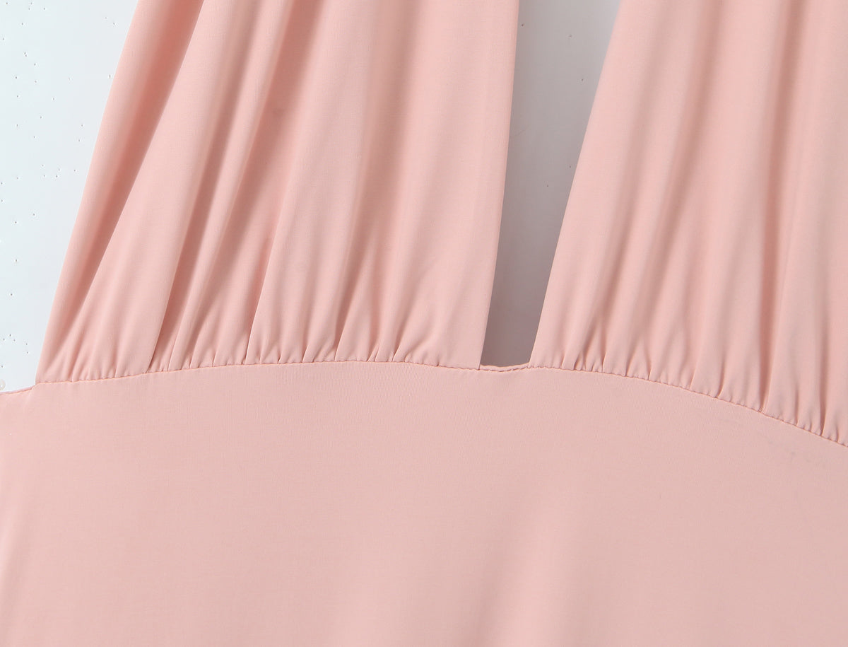 Robe d'été pour femme, ourlet asymétrique irrégulier, dos nu et col pendant