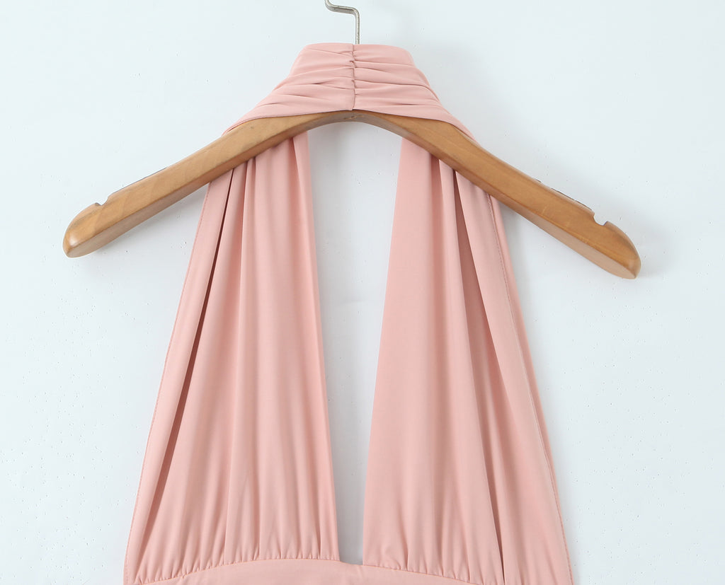 Robe d'été pour femme, ourlet asymétrique irrégulier, dos nu et col pendant