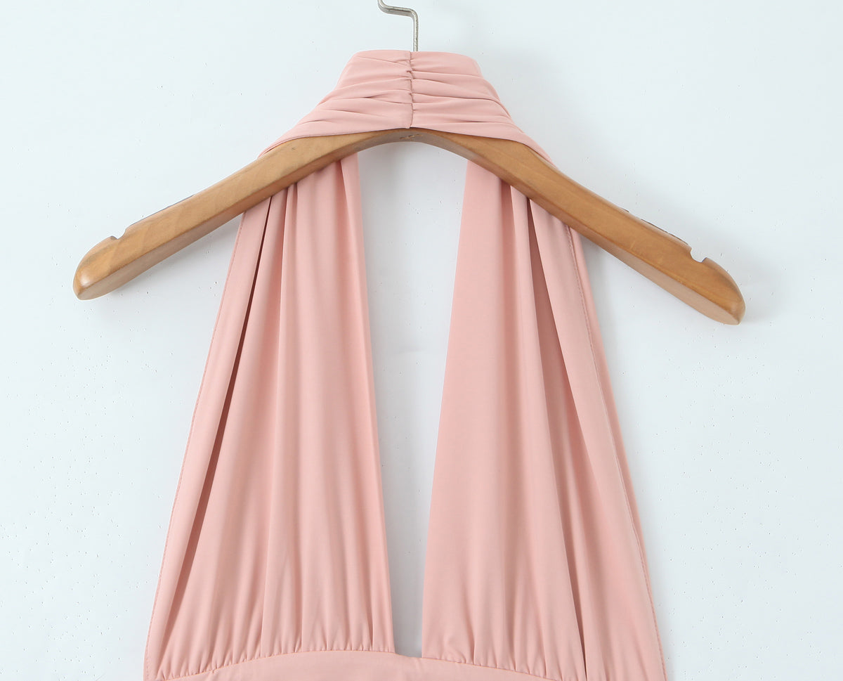 Robe d'été pour femme, ourlet asymétrique irrégulier, dos nu et col pendant