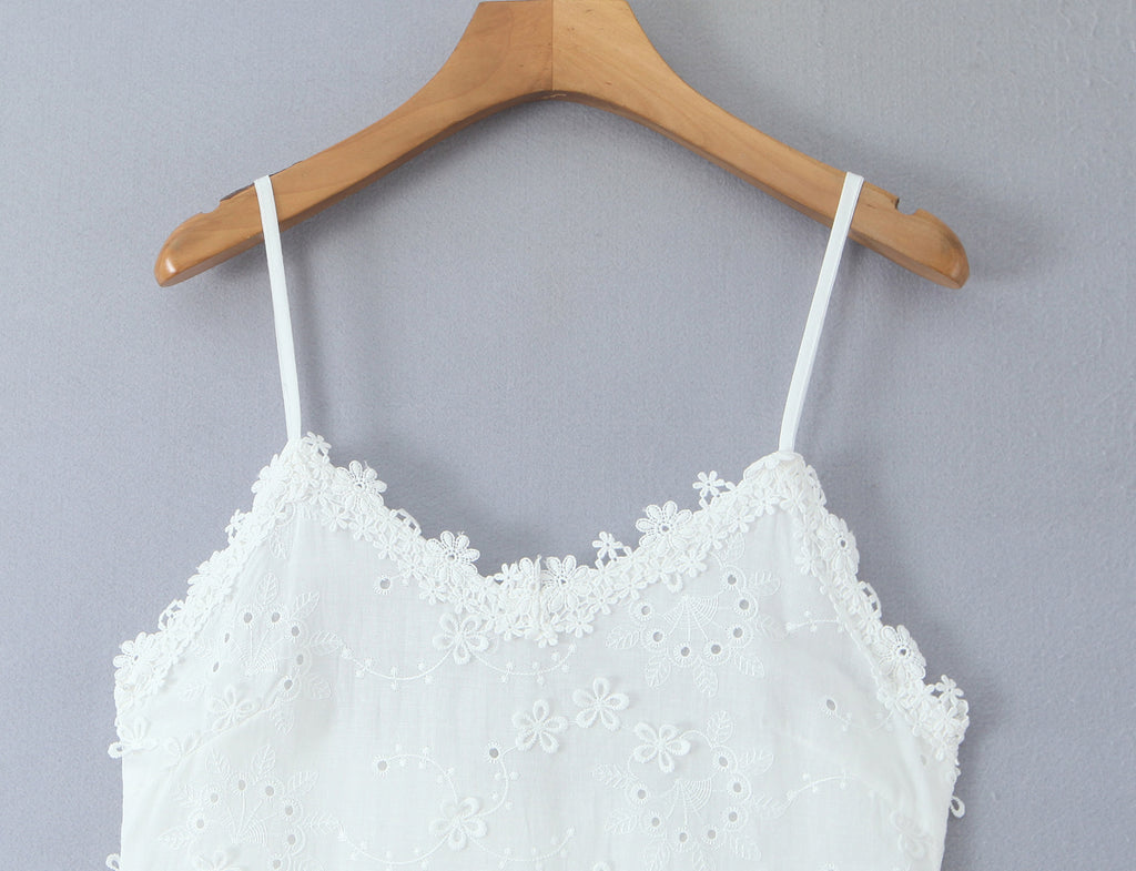 Women Clothing Exquisite Embroidered Floral Strap Dress