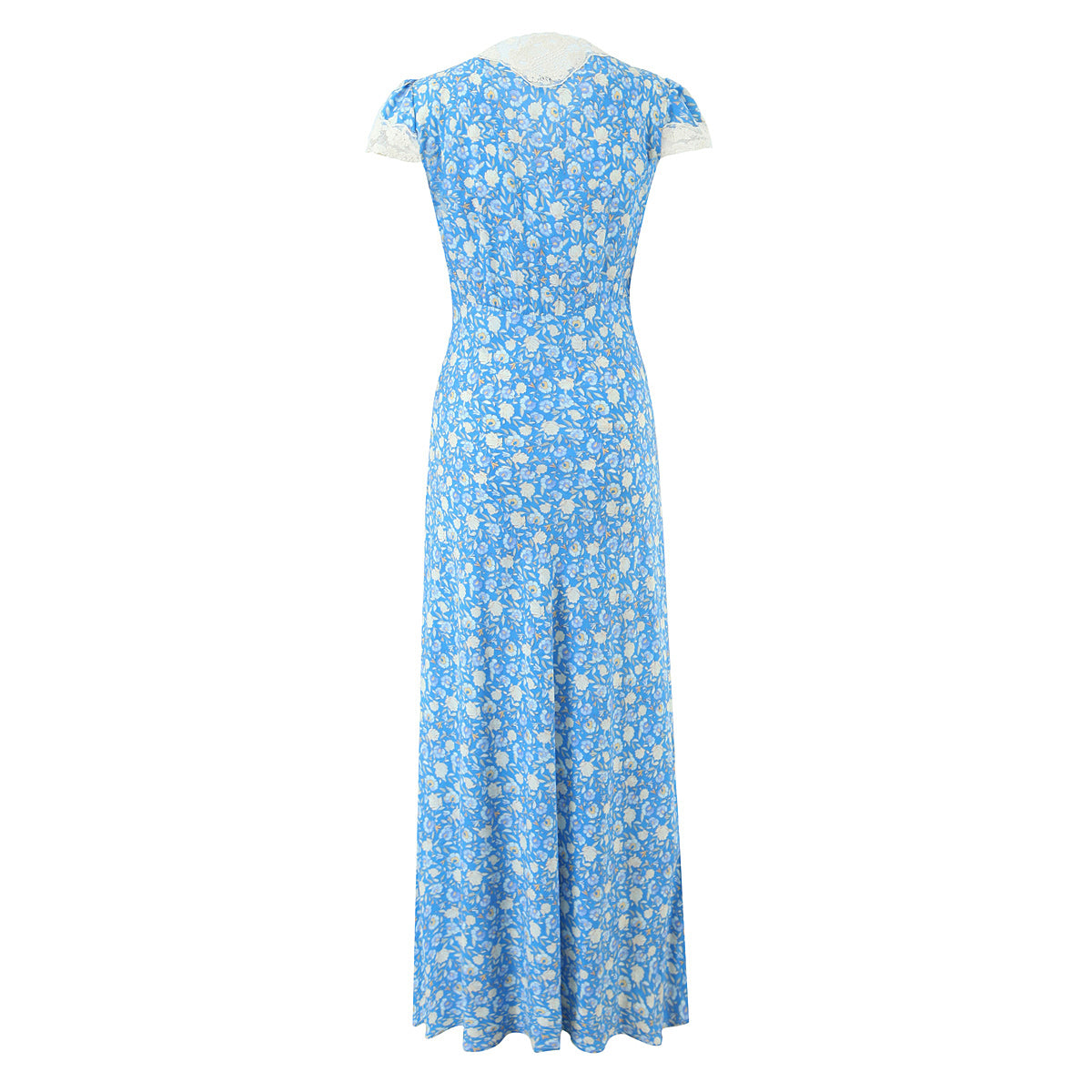 Robe élégante pour femme, style rétro français, avec dentelle et coutures tendance.