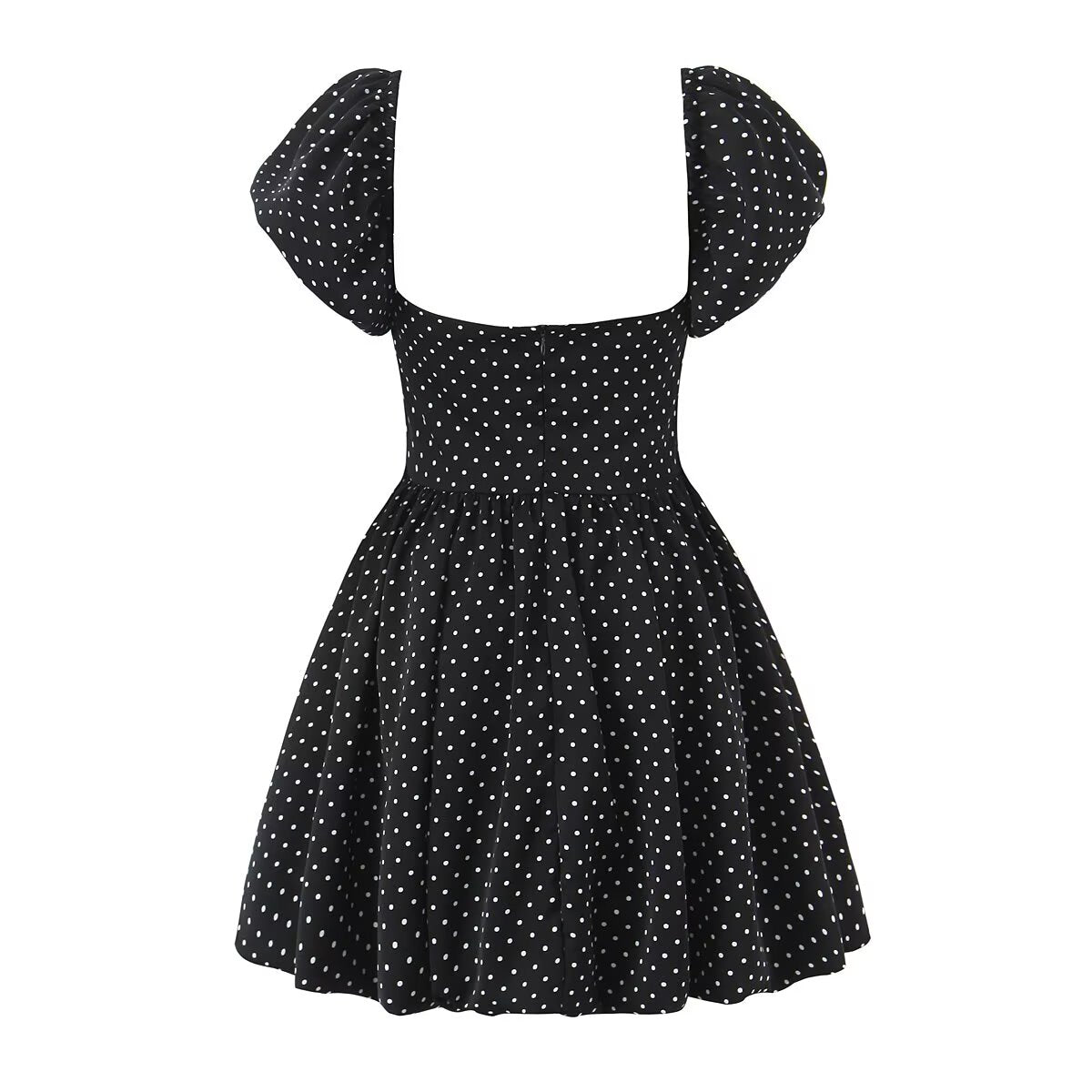 Robe à pois à manches papillon françaises pour femme, style rétro sexy, bustier épaules dénudées, taille lacée, jupe trapèze