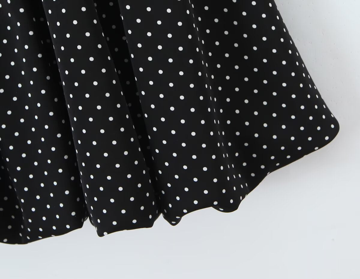 Robe à pois à manches papillon françaises pour femme, style rétro sexy, bustier épaules dénudées, taille lacée, jupe trapèze