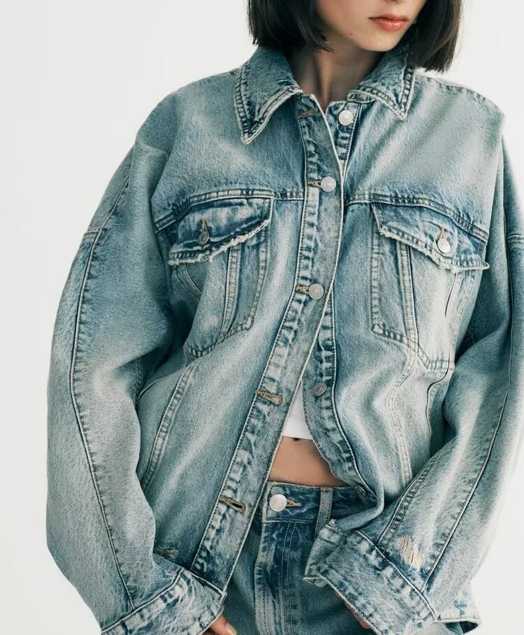 Veste en jean ample et décontractée pour femme