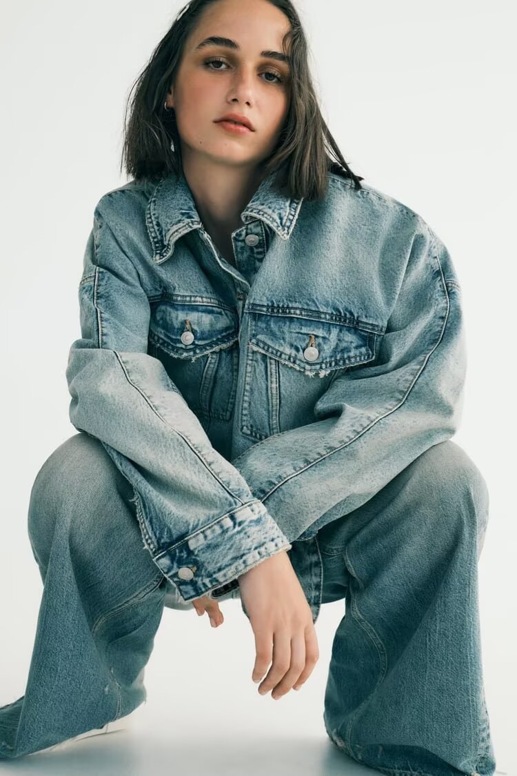 Veste en jean ample et décontractée pour femme