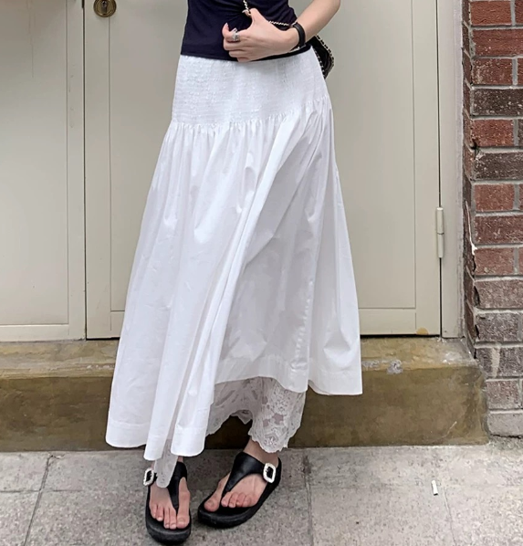 Falda plisada para mujer, cintura alta, línea A, adelgazante, elegante, elástica, larga.