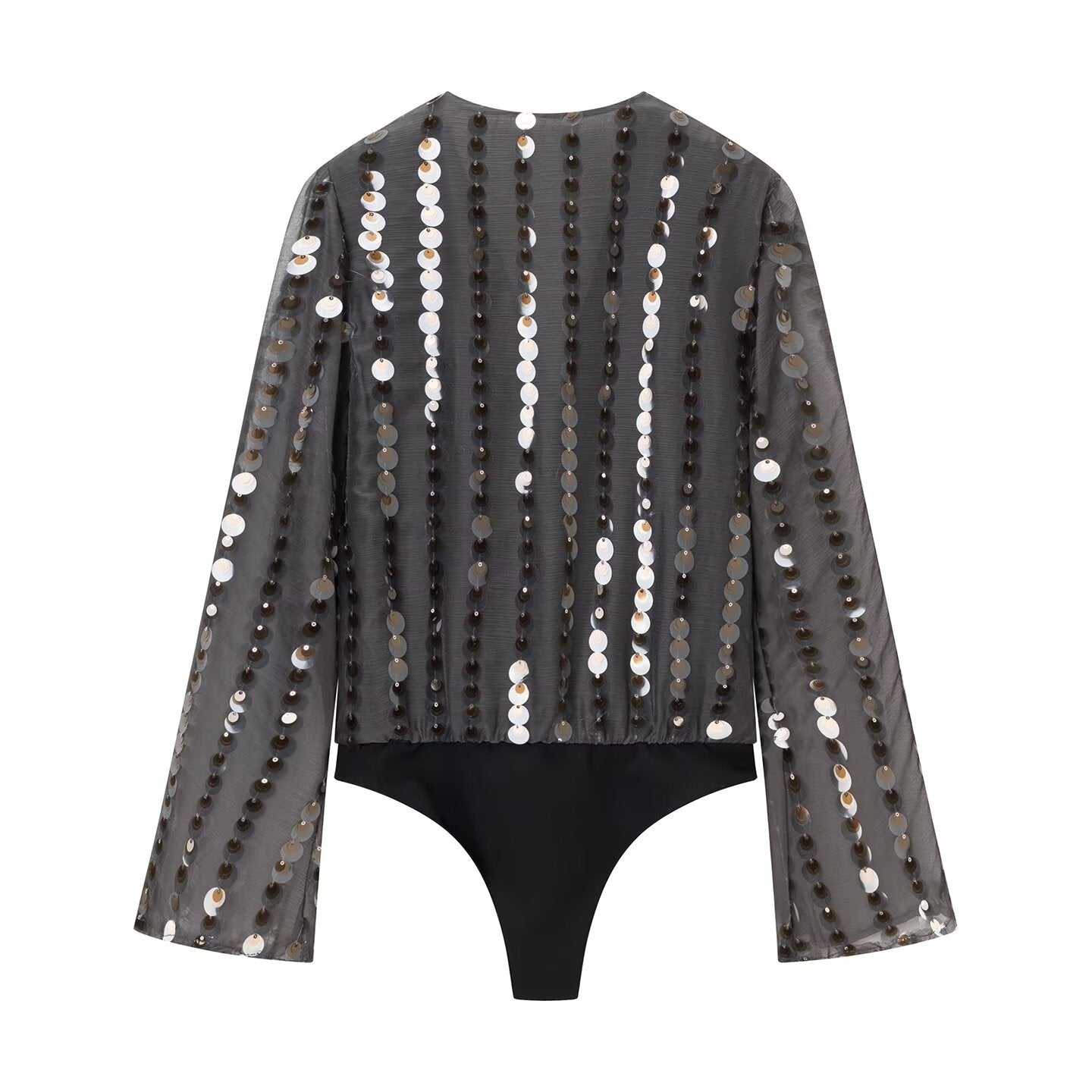 Combinaison de printemps pour femme, manches longues, col en V, ornée de perles