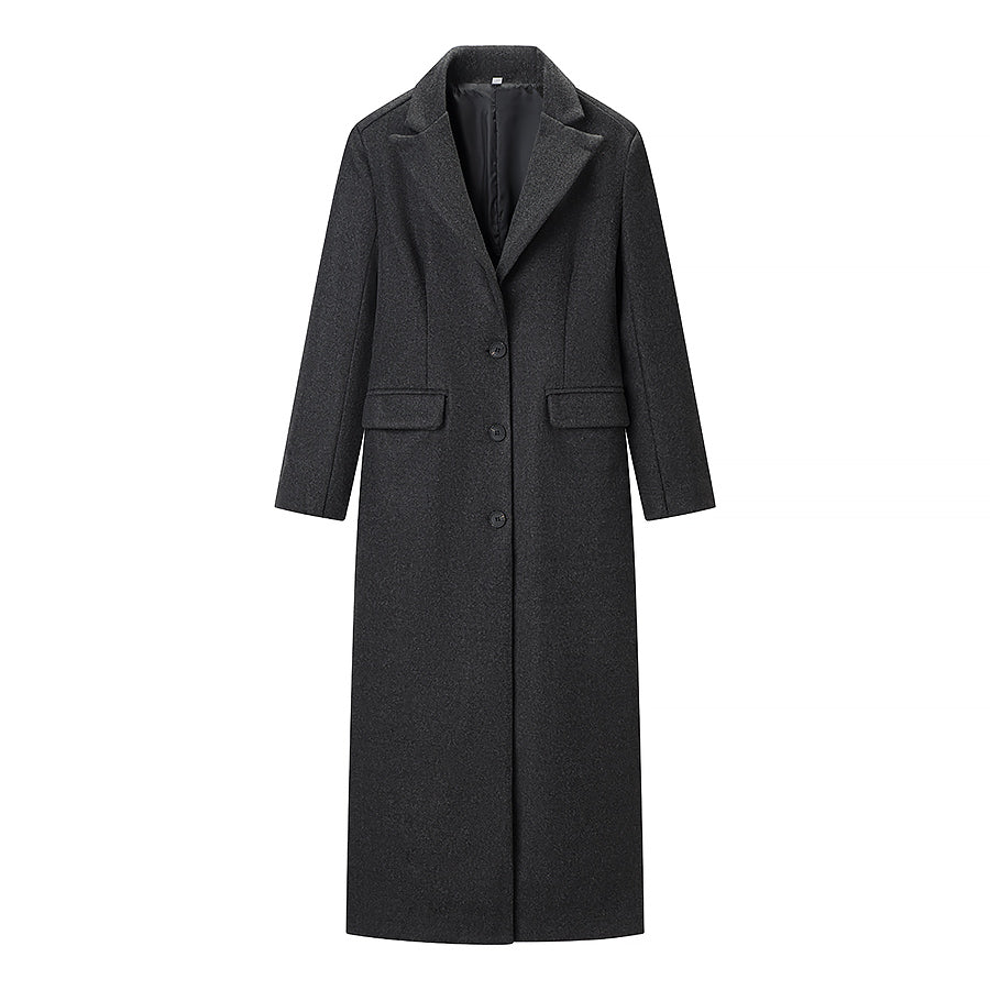 Vêtements femme automne bureau manteau long en laine gris foncé assorti