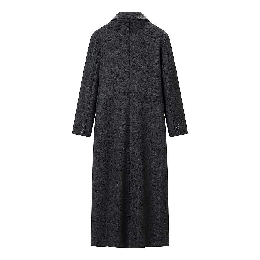 Vêtements femme automne bureau manteau long en laine gris foncé assorti