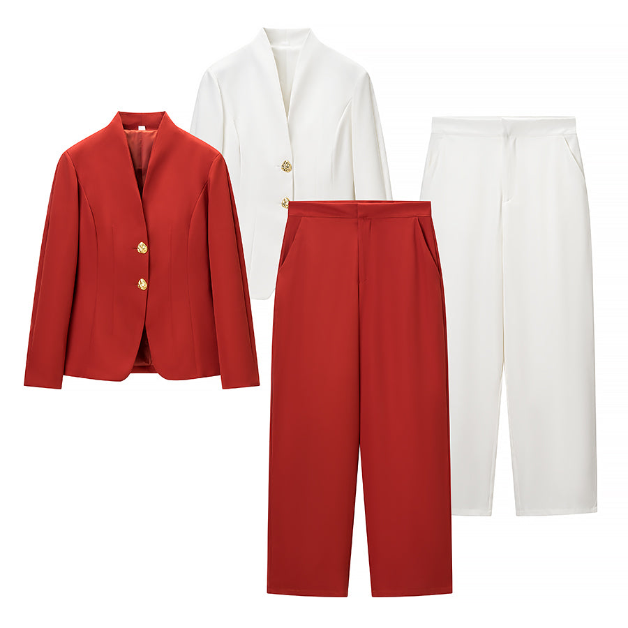 Ensemble blazer et pantalon décontracté, coupe slim, élégant et simple, idéal pour l'hiver