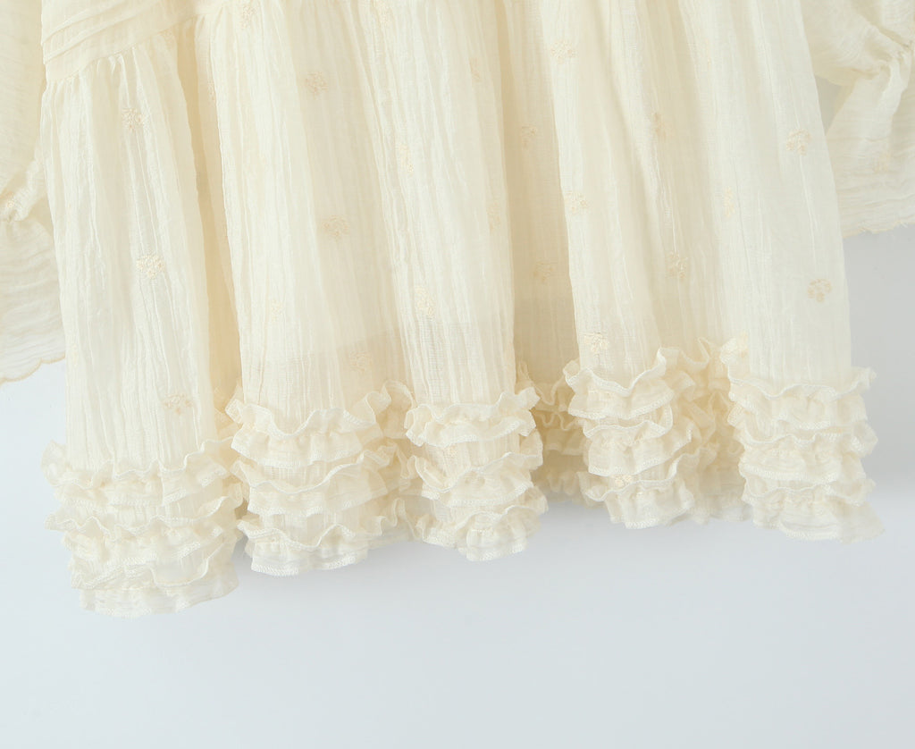 Summer Women Clothing French Gentle Fresh Cute Youth Looking Stringy Selvedge Flare Sleeve Fairy Temperamental Short Dress