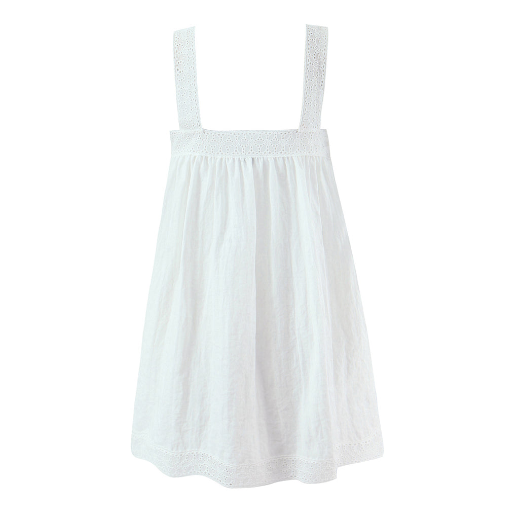 Vestido camisola con costuras de encaje para mujer, vestido corto holgado de verano blanco adelgazante para vacaciones