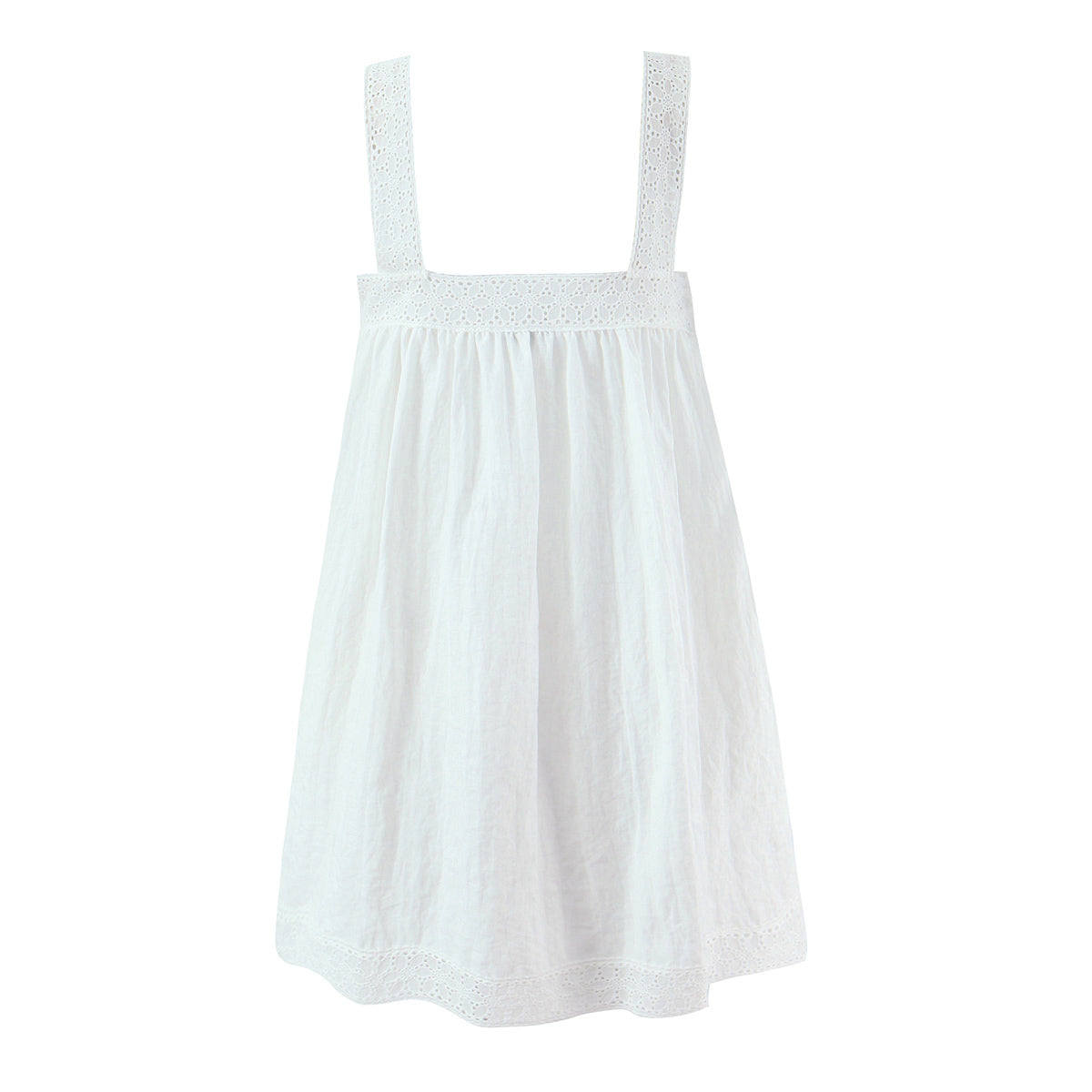 Vestido camisola con costuras de encaje para mujer, vestido corto holgado de verano blanco adelgazante para vacaciones